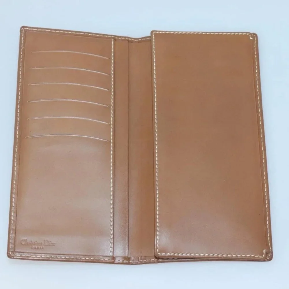 Christian Dior Trotter Canvas Long Wallet Green Auth ac3871